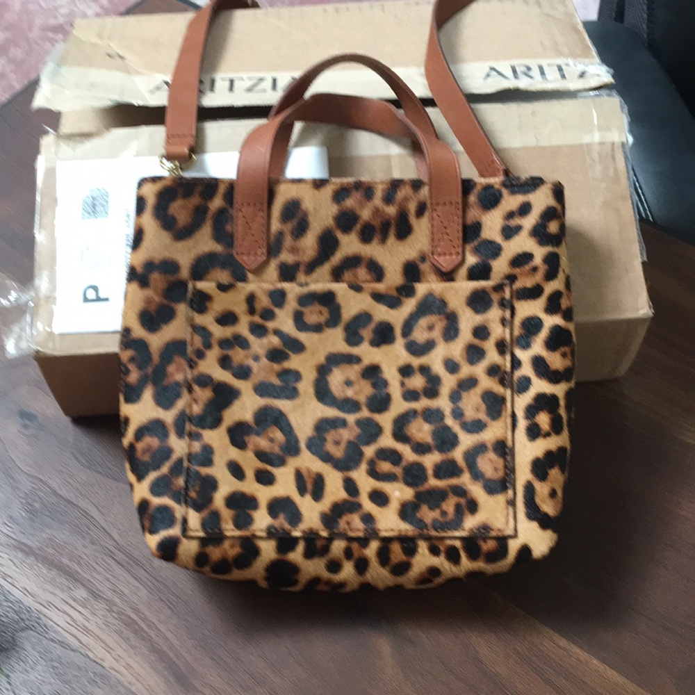 Madewell small leopard transport tote